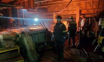 Waupaca Foundry Tell City employees working on a Cupola replacement 
